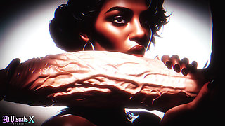 INTERRACIAL FANTASY: EBONY Beauties Worship Big White Cock - Titfuck, Blowjob & Facial (AI Generated)
