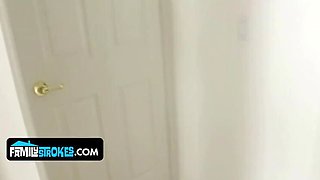 Angel Velvet's innocent step sis bends over for step bro's fat dick