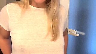 Going to Frankfurt Now Without a Bra and with a Sheer Top