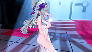 [mmd]mizuki-queencard Transparent Nun Costume Huge Breasts Shaking Striptease