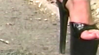 Yellow Pee Between High Heels