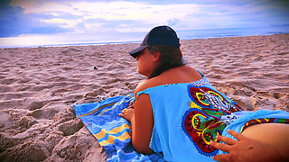 Suddenly a Stranger sneaks up and starts Touching my hairy Pussy on the Beach