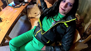 Green Downjacket Tease Smoking, Humiliation & Messy Cum Play