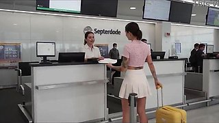 Airport security didn't go as planned and concluded with Harsh Ass fucking bang-out with an worker. You should have read the flight rules. [AI-Modified]