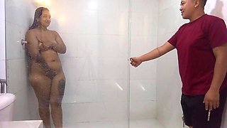 Slutty MichellPaulas Lesbian Ass-Licking Shower