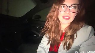 Carolina Iena Gives Hot Blowjob and Footjob in Car - Redhead Italian Babe with Tattoos