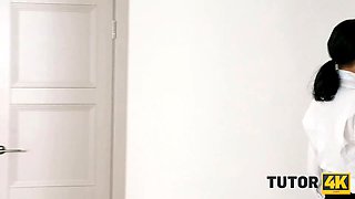 Tutor4k. schoolgirl tempts and nails much older art teacher in nylon stocking