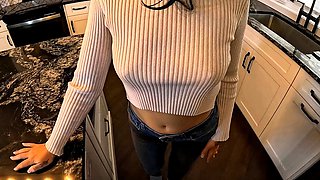 Urine fetish brunette teenie toying with both holes