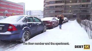 Nick Whitehard fucks teen redhead Russian for debt in rough homemade POV sex