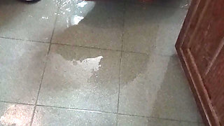 Aunty showing bathroom