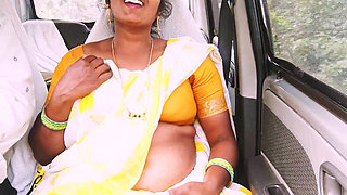 Car Sex, Indian Saree Maid Long Drive for Sex with House Owner, Telugu Dirty Talks. Part-3