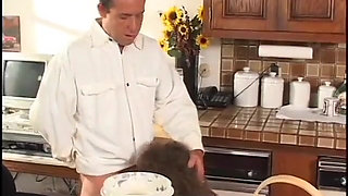 Hot bitch gets covered in dough and fucked in the ass while cooking