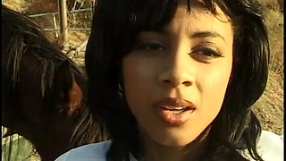 Luxurious tattoed ebony babe gets her wide asshole fucked and mouth full of cum