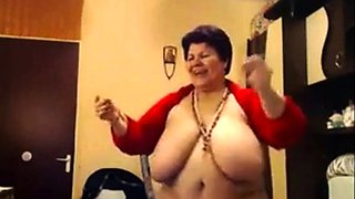 Big-Titted BBW Granny Dances on Webcam