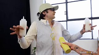 Jazz Jizzes Deepthroats College Slut in Cock Sandwich