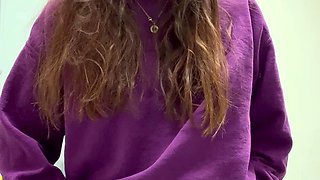 Lovely Amateur teen brunette masturbating outdoor