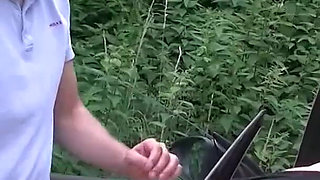 Ramming blonde mature in the car