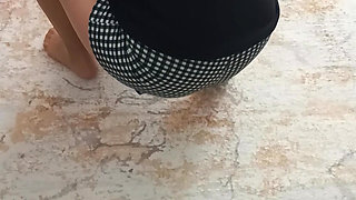 My big-buttocked, turbaned stepmother while cleaning