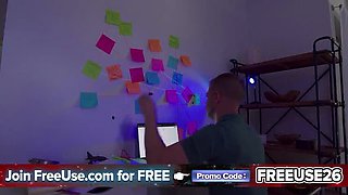 Office Gangbang: Penelope Kay's Mouth & Cunt Used as Freeuse Cock Sleeve by Coworkers