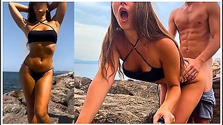 Famous Influencer (shes Engaged) Gets Fucked In The Ass Behind A Rock In Sardinia