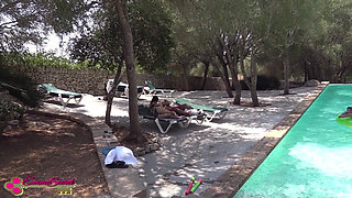 Too?! Holiday Threesome by the Pool!