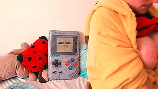 Sexy Shemale With Big Tits Jerking Her Huge Cock Off