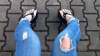 Heelexs Gay Muscle Feet in Black Platforms: Toe Rings, Anklets  Ripped Jeans