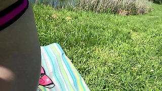 Fuck! Voyeur at the Lake Spontaneously Milked