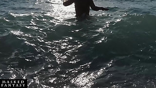 Sexy Woman at the Beach Takes a Foxtail Butt Plug in Her Ass - Outdoor Anal Plug