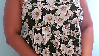 Blonde babe shows her big boobs in public