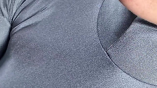 POV Elena Clark Batgirl Zentai Nylon Grey White