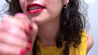 Sexy blow job and close up cum swallow