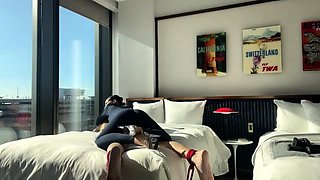 Femdom MILF vixen punishes masked slave with strapon dildo