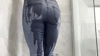 Muscle Posing Abs, Wet Steamy Shower Wet T-shirt