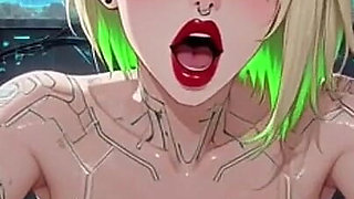 Cyberpunk Anime Women Boobs Shaking, Ai Animation