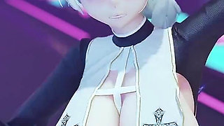 [mmd] Brilliant Marionette Black and White Erotic Fun Nun Meat Urinal Lewd Pattern Thong White Tiger Pussy