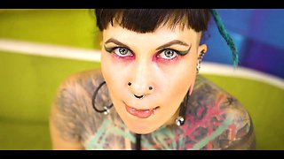 Goth Queen Teases Tiny Tits & Nipples Then Takes Rough Doggy, Dripping Facial Cumshot