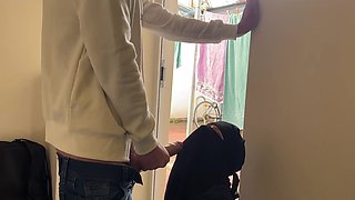 Public quickie head by Arab MILF in hijab with cum in her mouth