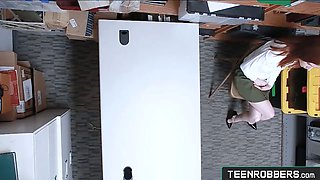 Petite red haired teen thief screwed in doggy-style by mall guard - teenrobbers.com