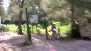 Charlotte De Castille Outdoor Blowjob - Hot Brunette Fucks Hard in Woods for Sperm