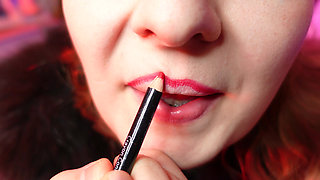 Red lipstick fetish and fur