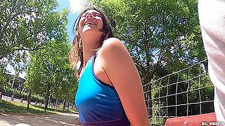 Cock Craving Jogging Slut Is Cheating On Her Boyfriend With 2 Strangers She Met On The Street!!!