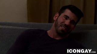 Ian climbs up on top of his boyfriend sucks Wolfs long dick