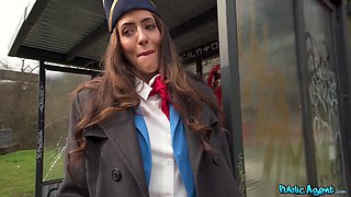 Shy Flight Attendant Seduced by Public Agent during Layover - Cum Fly With Me - Coco Bae and Martin Gun