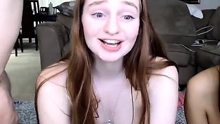 Small titted brunette teen fingering on the bed