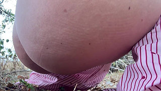 Close up Roadside Pee While Being Watched