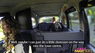 Female Fake Taxi - British MILF brunette gives her passenger a RIMJOB and fingers his butt