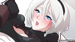 neir autonoma hentai 2B getting creampied in her tight anal 2D animation