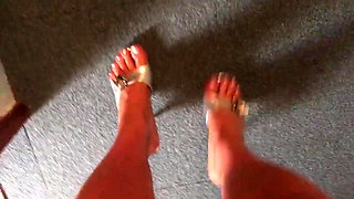 Oiled Feet in silver Sandals