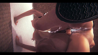 Hentai Uncensored - Monica Maid Is Thoroughly Searched Against the Wall - Anime Manga Japanese Asian Game Porn